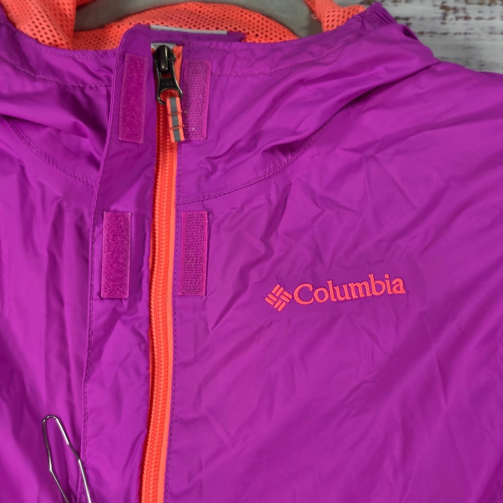 Columbia Rain Jacket Kid M 10/12 Purple Excellent Omni-Tech Waterproof Shell